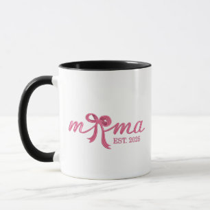 Mama Est 2025 Hot Pink Bow Coquette Muttertag Tasse