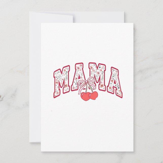 Mama est 2025 Mütter Tag Coquette Bogen Einladung (Vorderseite)