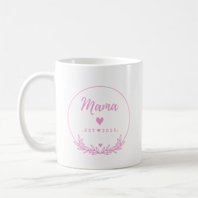 Mama Est.2025 shirt -Mother gift Pink Minimal -  Kaffeetasse (Links)