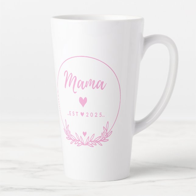 Mama Est.2025 shirt -Mother gift Pink Minimal -  Milchtasse (Rechts)