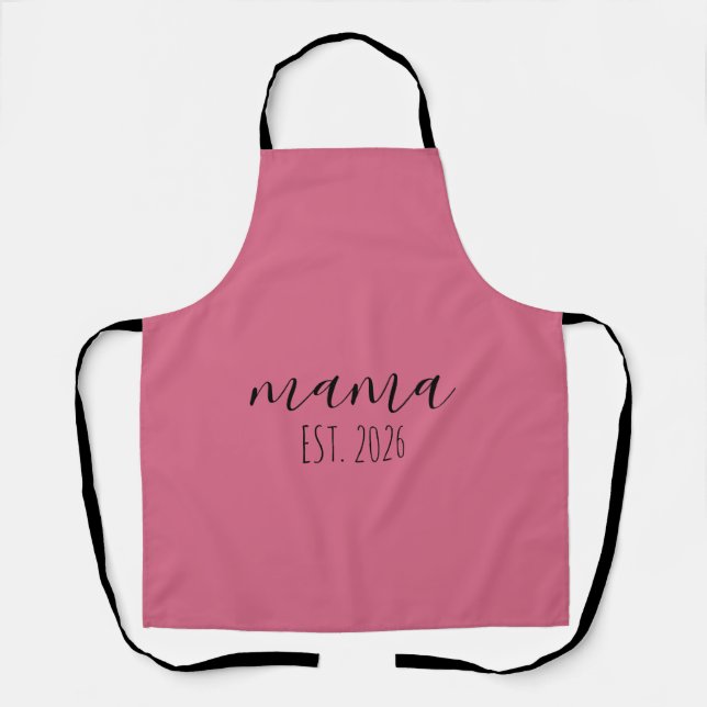 Mama Est. 2026 Mom To Be Minimalist Personalized  Schürze (Vorderseite)