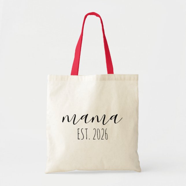 Mama Est. 2026 Mom To Be Minimalist Personalized  Tragetasche (Vorne)