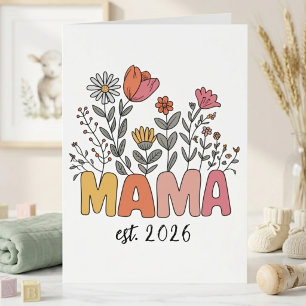 Mama Est 2026 Schwangerschaft Blumen Personalized Karte