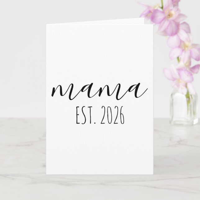 Mama Est. 2026 werdende Mutter Minimalistisch Pers Karte (Orchidee)
