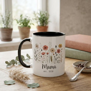 Mama Est Florale Jahres Botanische Wildblumen Kuns Tasse
