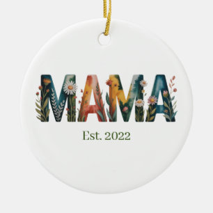 Mama Est Jahr Florale Wildblumen-Mutter-Geschenk Keramik Ornament