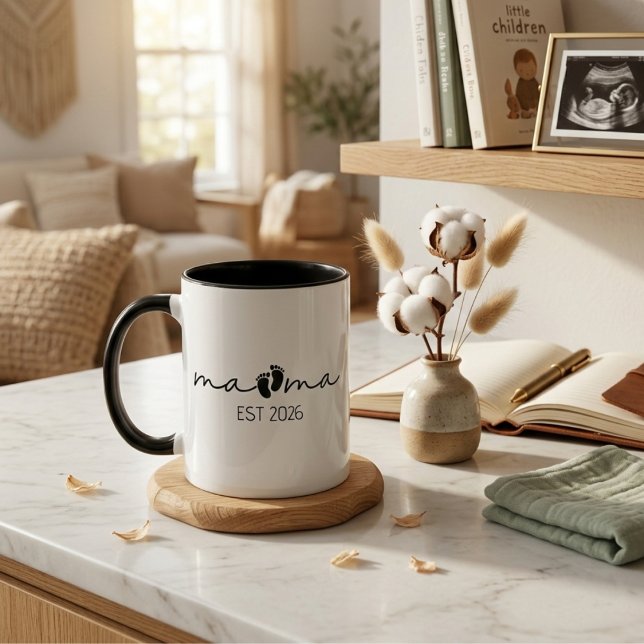 Mama Est Jahr Modernes Script Design Tasse (Von Creator hochgeladen)