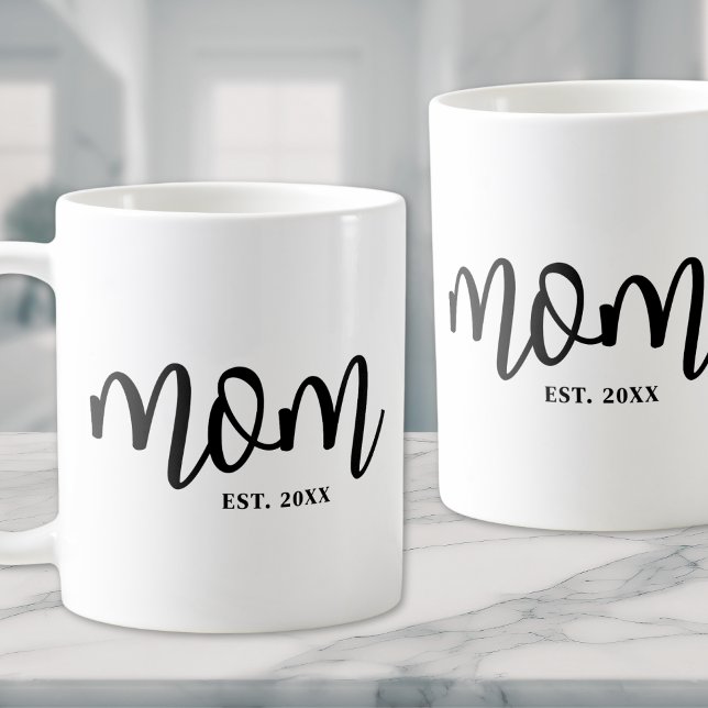 Mama Established Black Schrift Mutter Kaffeetasse (Mom Established Black Script Mother's Coffee Mug)