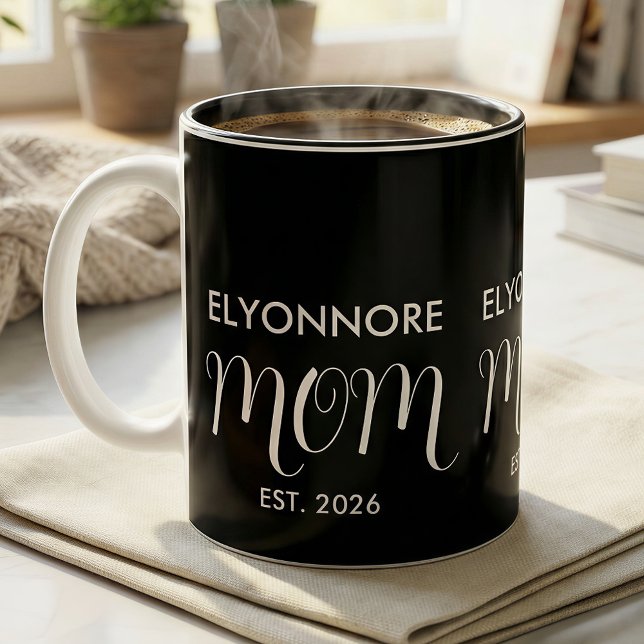Mama Established Neue Mama Geschenk Weißer Benutze Zweifarbige Tasse (Von Creator hochgeladen)