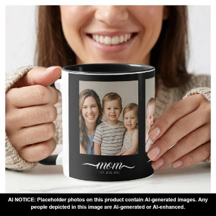 Mama Established Schrift Schwarz 3 Foto-Collage Tasse