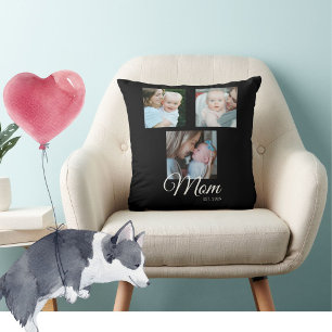 Mama Established Schrift Schwarz 3 Foto Geschenk Kissen