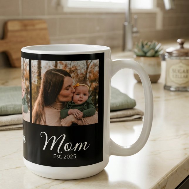Mama Established Schrift Schwarz 3 Foto Kaffeetasse (Von Creator hochgeladen)