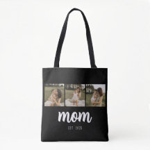Mama Established Schrift Schwarz 3 Fotos Tote Bag