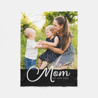 Mama Established Schrift Schwarz Foto Fleecedecke