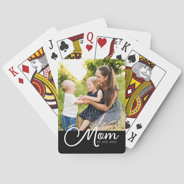 Mama Established Schrift Schwarz Foto  Spielkarten (Rückseite)