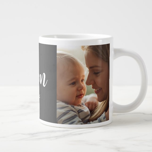 Mama Established Script Schwarze Foto-Spezialtasse Jumbo-Tasse (Rechts)