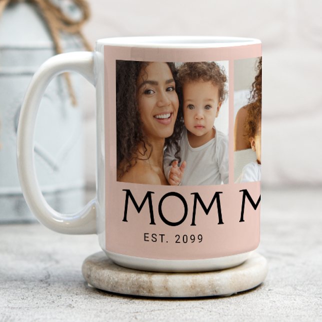 Mama Established Typography Blush Rosa 3 Foto Kaffeetasse (Von Creator hochgeladen)
