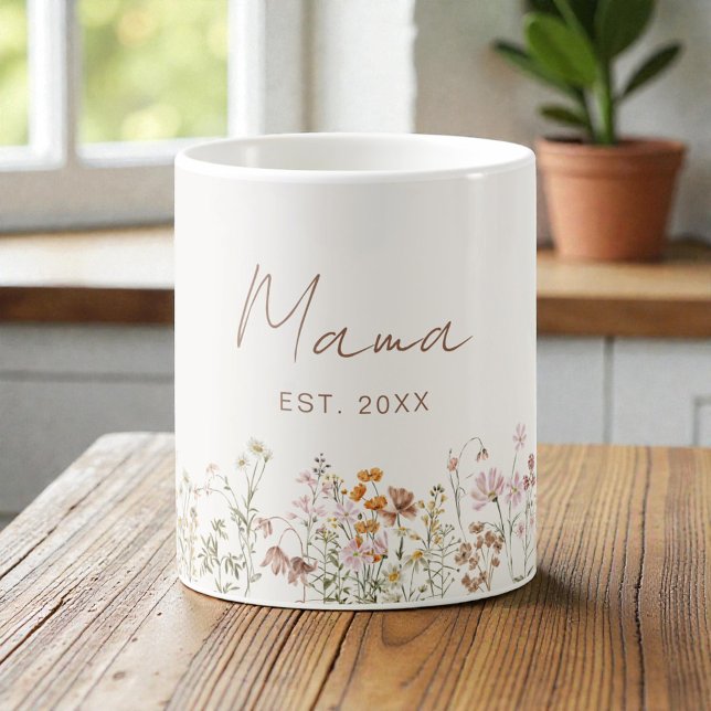 Mama Established Wildflower Boho Baby Shower Kaffeetasse (Von Creator hochgeladen)