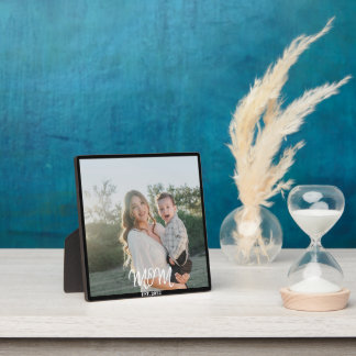 Mama etabliert, Foto, Schrift, Fotoplakette Fotoplatte
