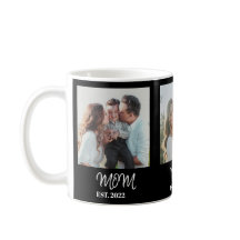 Mama etabliert, weißes Skript, 3-Foto-Kaffeetasse