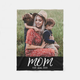 Mama etablierte Black Modern Script Foto Fleecedecke