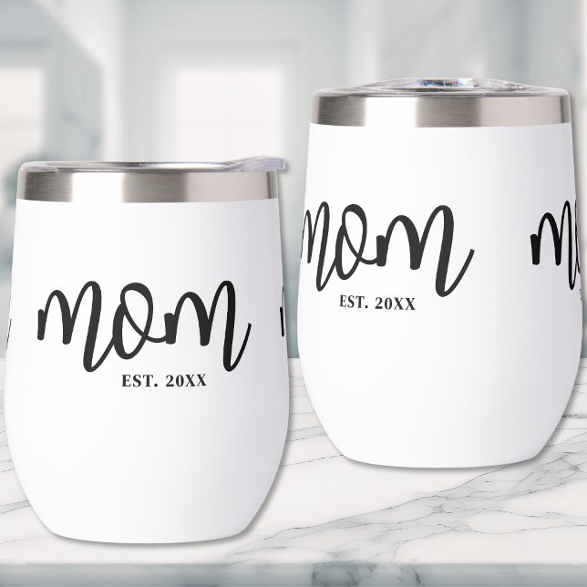 Mama etablierte "Black Script Mother" (Mom Established Black Script Mother's Thermal Wine Tumbler )