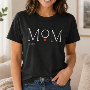 Mama Etablierte Herz-Typografie Schwarz T-Shirt