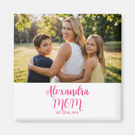 Mama etablierte rosa Schriftname Foto Magnet