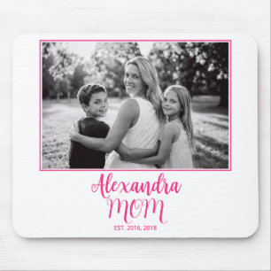 Mama etablierte rosa Schriftname Foto Mousepad