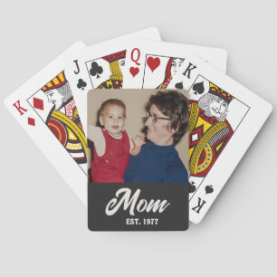 Mama etablierte Schrift Schwarz Foto Spielkarten
