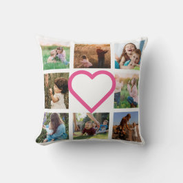 Mama Familienfoto Collage Rosa Herz Kissen