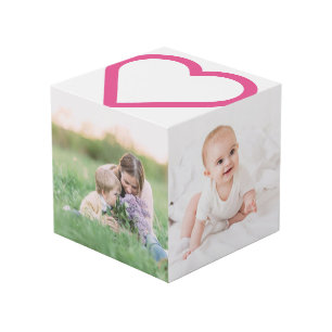 Mama Familienfoto Collage Rosa Herz Moderne Würfel