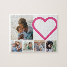 Mama Familienfoto Collage Rosa Herz Puzzle