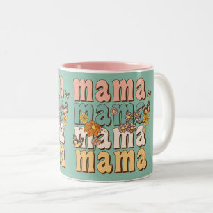 Mama farbenfrohe Muttertagsgeschenk Retro Zweifarbige Tasse