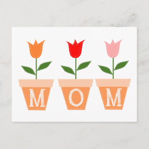 Mama (farbenfrohe Tulips in Töpfen der Blume Clay) Postkarte