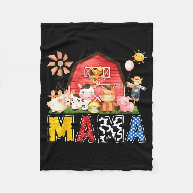 Mama Farm Cow Birthday Boy Matching Family Party  Fleecedecke (Vorderseite)