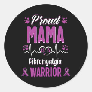 Mama Fibromyalgia Kriegererkennungsband Lila Runder Aufkleber