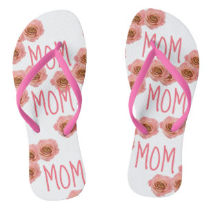 "MAMA" Flip Flops Pink Floral