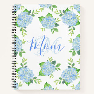 Mama Floral Blue Hydrangea Wasserfarbe Moderne Notizbuch
