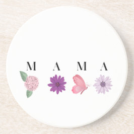 MAMA Floral Coaster – Mother’s Day, Birthday Gift Getränkeuntersetzer