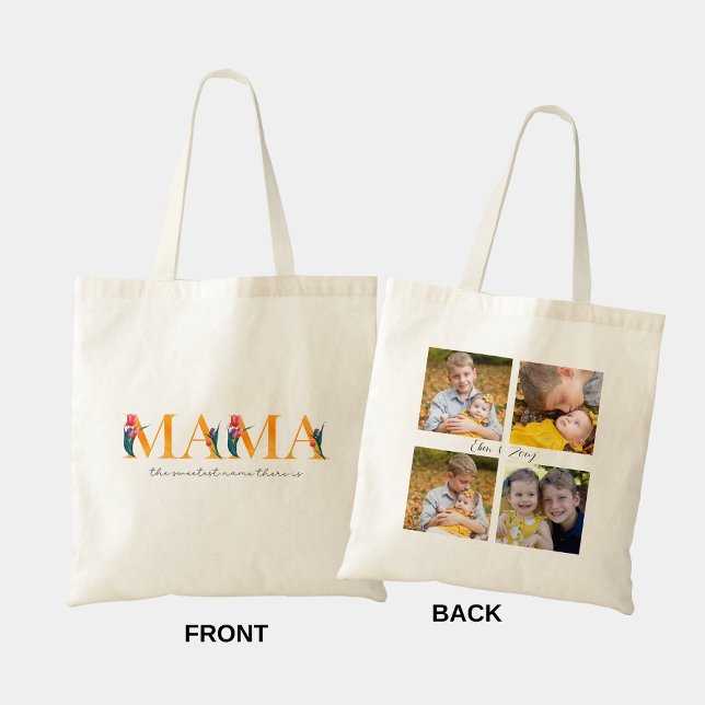 Mama Floral Custom Foto Shopping Tote Bag Tragetasche (Von Creator hochgeladen)