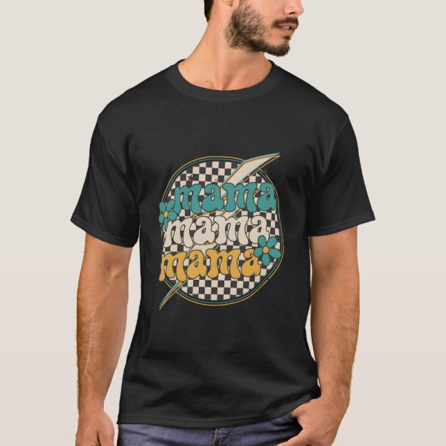 Mama Floral Kariert Frohen Muttertag T-Shirt (Vorderseite)