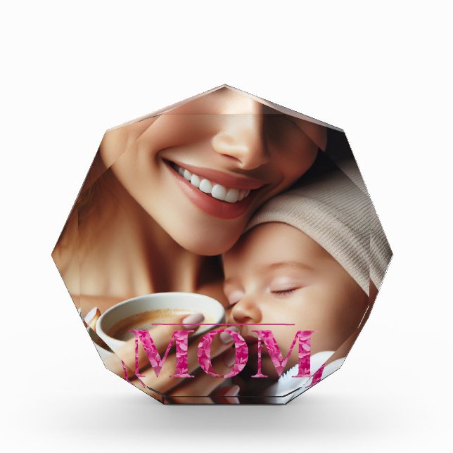 MAMA Floral Letter Personalisiert Octagon Foto Blo (Vorderseite)