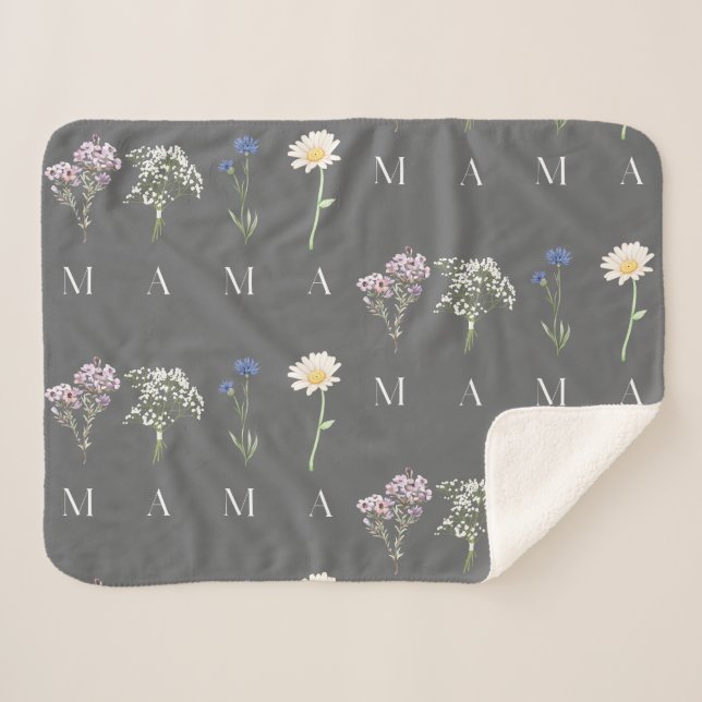 MAMA Floral Mothers Day, Soft & Sentimental Gift Sherpadecke (Vorderseite (Horizontal))