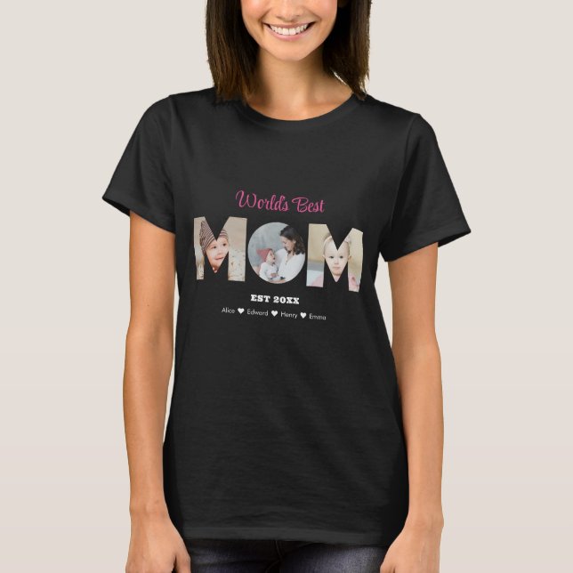 Mama Foto Collage Cutout Muttertag Geburtstag T-Shirt (Vorderseite)