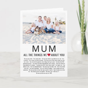 Mama Foto Dinge, die wir an dir lieben Muttertag  Karte