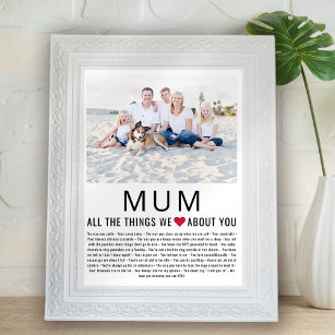 Mama Foto Dinge, die wir Liebe über Sie Muttertag Poster