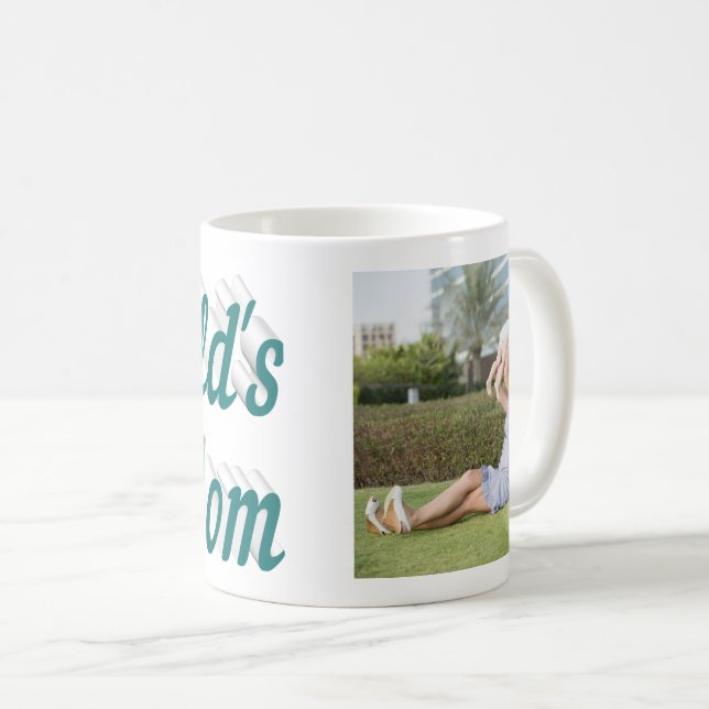 Mama Foto grüner Text Kaffee Tasse (VorderseiteRechts)