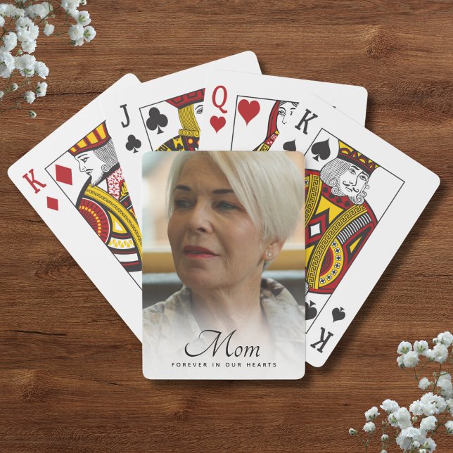 Mama Foto Personalisiert Gedenkfeier Beerdigung Spielkarten (Mom Memorial Photo Playing Cards)