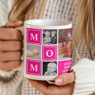 Mama FotoCollage Hot Pink Mütter Tag Kaffeetasse